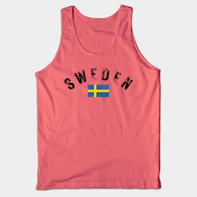 Sweden Flag Design Tank Top by VikingHeart Designs